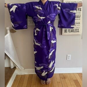Marukyo, Vintage 60’s Purple Kimono with Crane Design